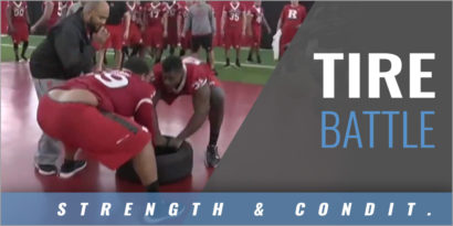 O-Line Mat Drills - Tire Battle 1 on 1 with AJ Blazek - Rutgers Univ.